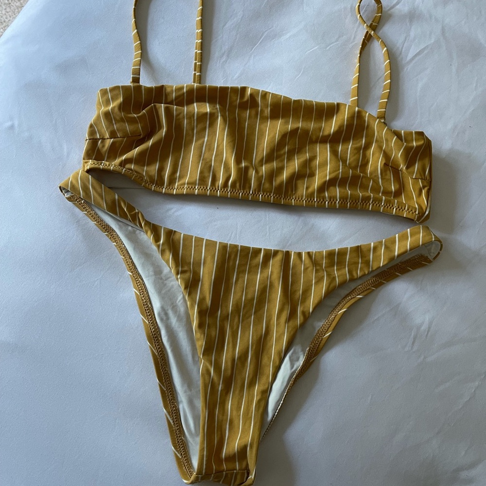 Vitamin A stripe Bandeau Bikini